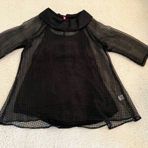 Chic Black Mesh Grid Top